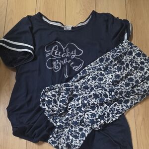Lucky Brand Womens Dark Blue Pajama Set